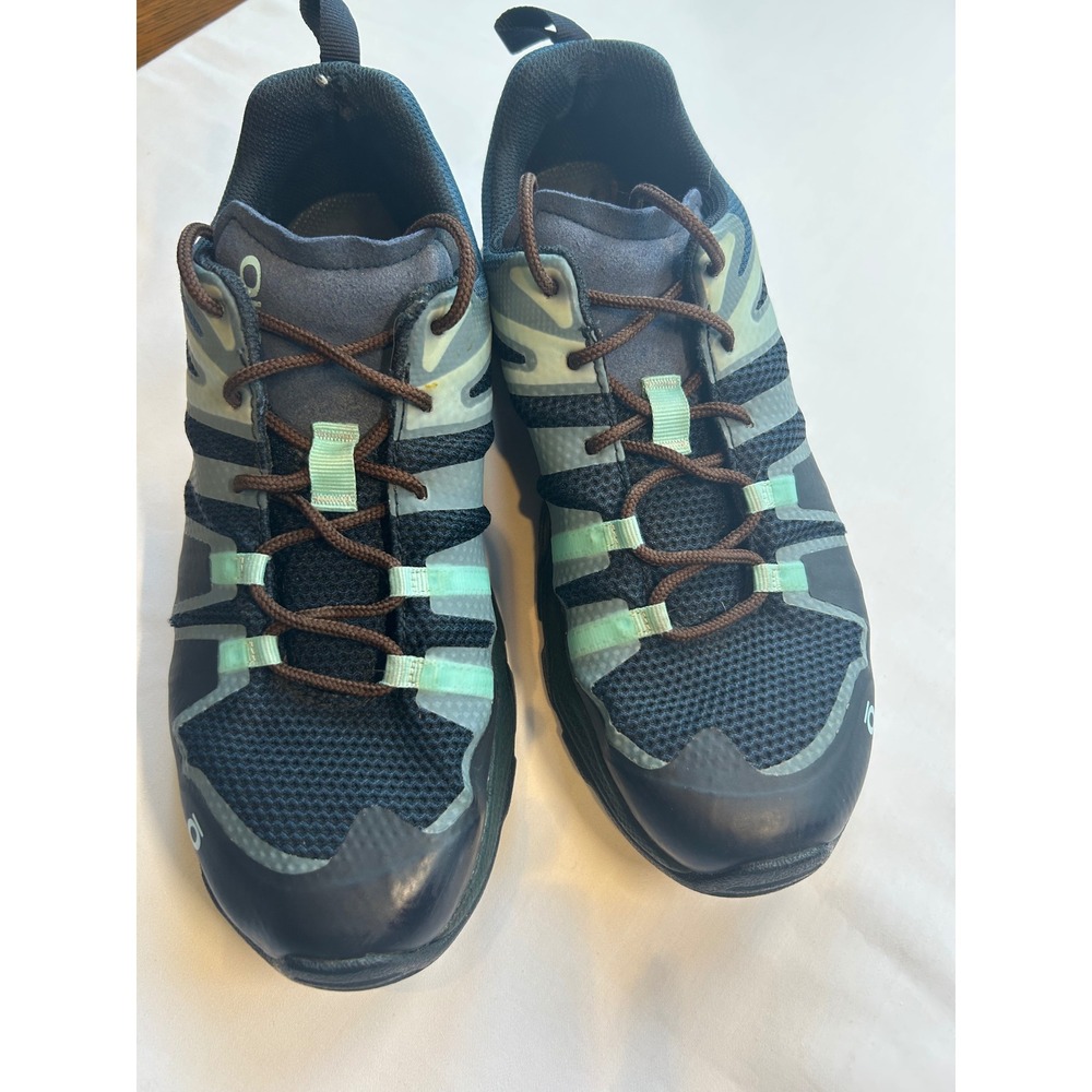 Oboz Arete Low Hiking Shoes Women 8.5 Blue Green Mesh Trail Sneakers 12402